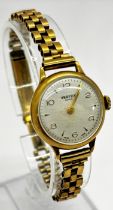 9ct gold Vertex ladies wristwatch, with 9ct gold bracelet, 21g approx all in