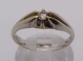 18ct white gold claw set diamond solitaire ring, 0.10ct approx, size N, 3.6g