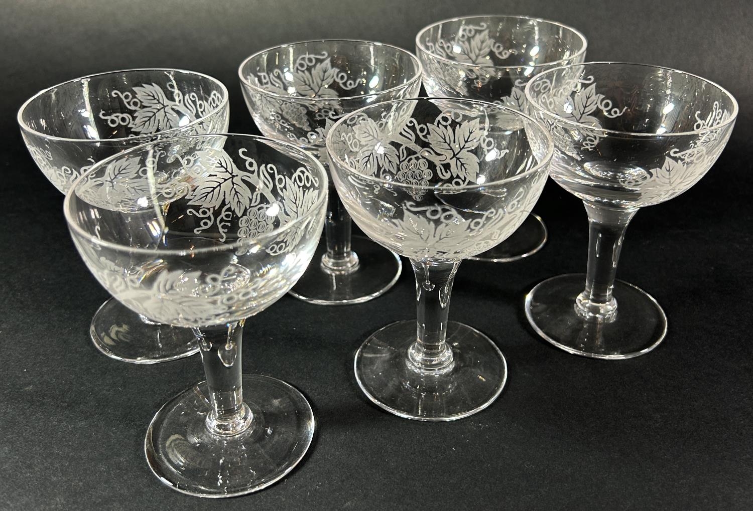 Collection of mid-20th century Stuart Crystal glasses including a vine leaf decorated jug and six - Image 2 of 3