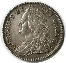 George II, 1727-60. half crown, 1745. DECIMO NONO. Roses In Angles