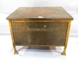A large hammered copper and brass Arts and Crafts coal box, 51cm x 38cm high.