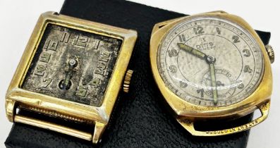 A vintage Otis gentleman's wristwatch with 9ct gold case, presentation script to reverse dated 1838,