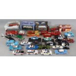A collection of model service vehicles, mostly unboxed including models by Lesney, Saico,