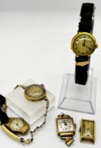 Five vintage ladies 9ct gold cased wristwatches