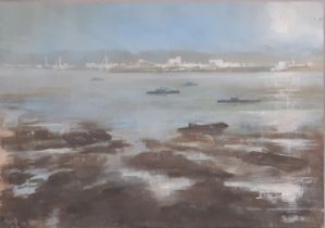20th century British School, estuary scene, oil on canvas, signed lower left ‘Andie’, 42 x 60cm