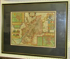 John Speed, a hand coloured map of Gloucestershire, 38 x 53 cm