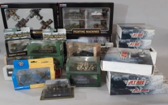 A collection of boxed model military vehicles comprising Fighting Machines range by Corgi (Falklands