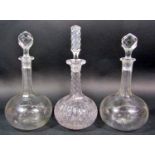 A selection of good quality glass ware including five decanters, two rummers, five cranberry wine