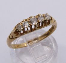 Antique 18ct five stone diamond ring, size P, 2.9g (cut)