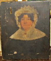 19th century English school, a half length portrait of a lady in white bodice, oil on canvas, af,