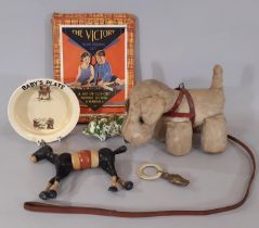 Vintage toy Scottie dog by Dean's Rag Book, together with 'The Victory' Word Building Game, Bovey