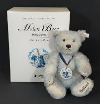 'Molen' Holland 2001 teddy bear by Steiff with blue tipped fur and pictorial pendant. Height 33cm,