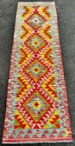 Chobi kilim runner with a central row of diamonds 206 x 62 cm approx