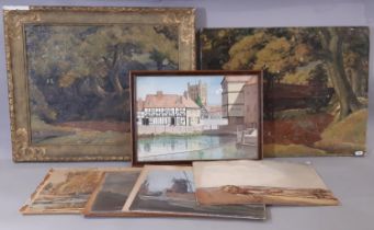 A collection of oil paintings and watercolours by George Ryder and Francis E Ryder, principally