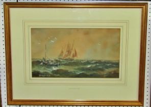 Austin Smith (British, late 19th/early 20th century) shipping scene on turbulent seas, signed and