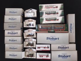 A collection of Eddie Stobart boxed models including 16 by Atlas (1:76 scale), 1 by Corgi (no 59516)