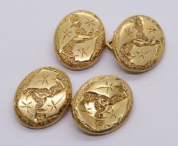 Pair of antique 18ct cufflinks with foliate decoration, 7.6g