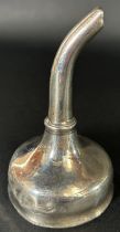 An early 18th century Britannia stamped George I silver wine funnel, hallmarks rubbed and dented,