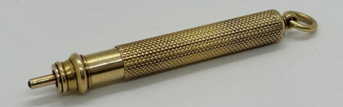 S. Mordan 9ct gold propelling pencil with engine turned detail