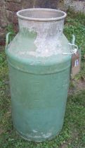 A galvanized milk churn with painted finish