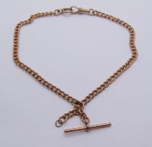 Antique 9ct Albert chain with T-bar, 29.7g
