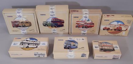 7 Omnibus box sets by Corgi comprising regional bus models for Birkenhead, Rockdale, Blackpool,