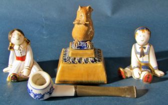 A small collection of decorative porcelain to include a Doulton Burslem figure of a seated mouse