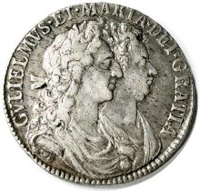 William And Mary, 1689-94 half crown, 1689. PRIMO R Edge