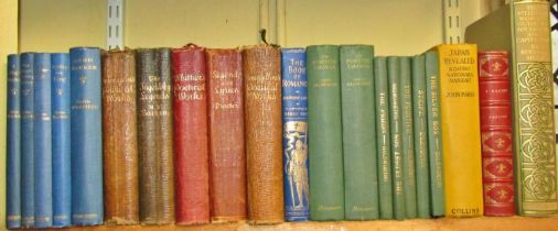 Five leather bound poetical books, further works by John Masefield, John Galsworthy, Rudyard