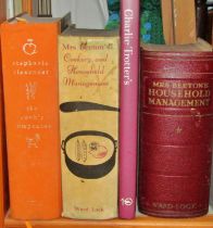 Two volumes of Mrs Beeton's Household Management together with two other cookery books