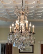 A good French glass and silvered metal chandelier in the Louis the 14th style, 1 meter drop