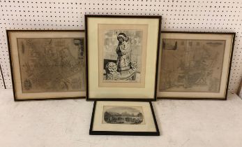 Four framed works, to include: R. Brannon (19th century) - 'Selby Old Bridge and Abbey', watercolour