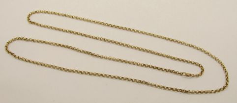 9ct belcher link chain necklace, 12g (clasp af)