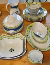 19th century and German dinnerware - Medley pattern, comprising bowls, dishes, tureens, jug, etc (20