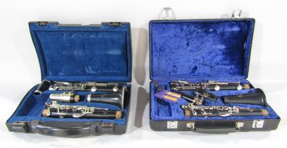 Two Crampon & Cie à Paris Buffet Clarinets one a B10 the other a B12, both in fitted plastic cases