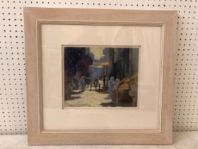 Jane Lampard (contemporary local artist) - 'Old Souk, Luxor, Egypt', pastel and watercolour on