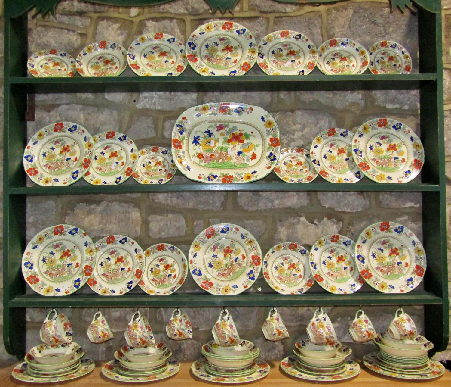 Collection of Masons Bible pattern china comprising dinner plates, further graduated plates, pudding - Image 5 of 7