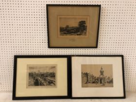 Three etchings and mezzotints, to include: Richard Chaddock - 'Barnt Green, Solihull, 1878',