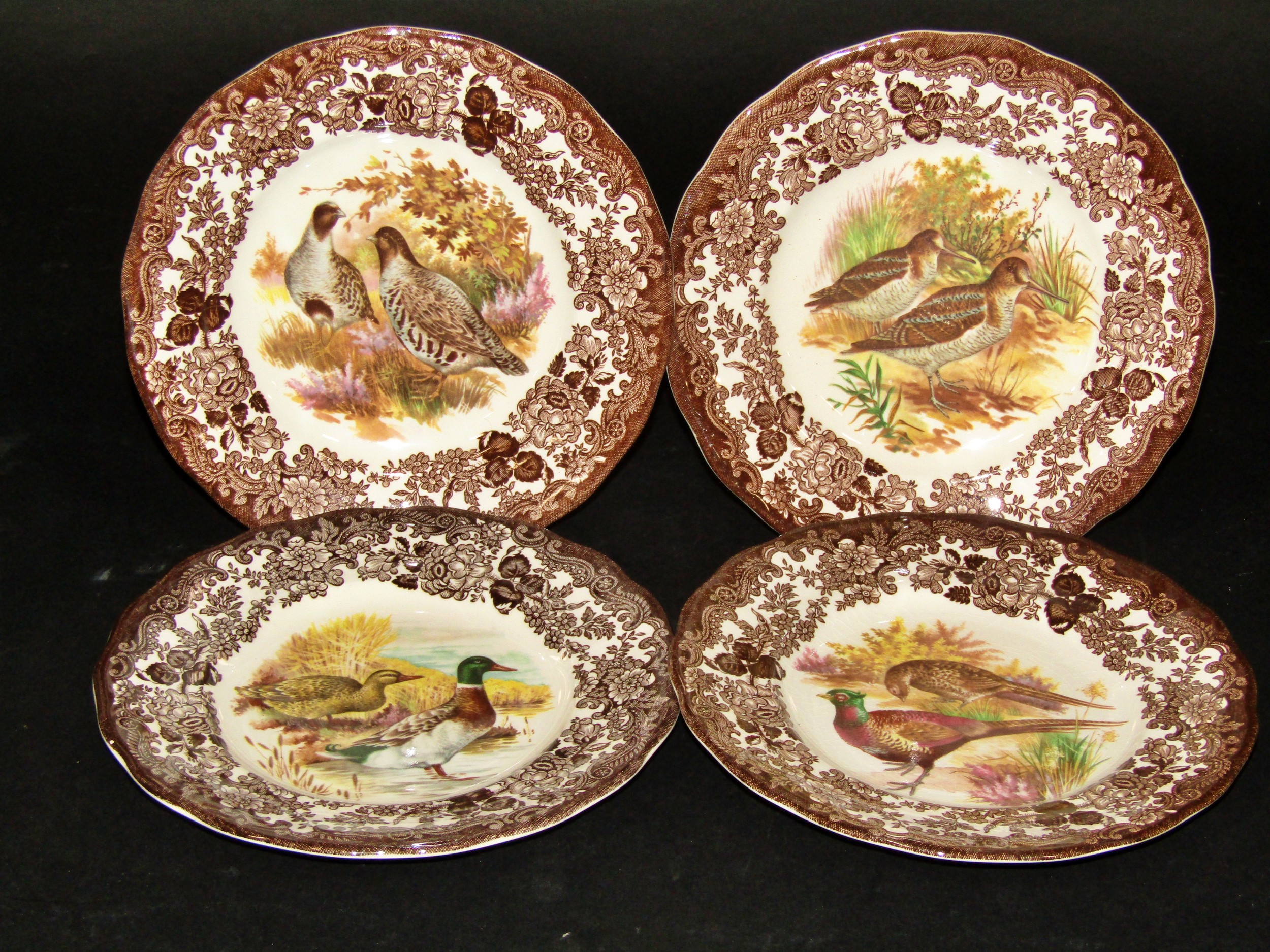 Large collection of Palissy tableware The Game series, showing Pheasants, Mallards, Snipe,