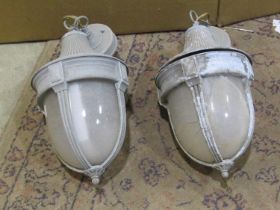 A pair of ceiling pendant lights, in the Georgian style, each 30cm high (af)