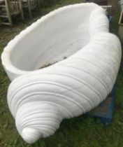 A good quality carved Carrera marble bath in the form of a shell, approx 210cm long x 110cm wide x