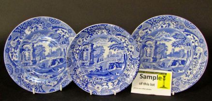 Mixed collection of 19th century and later china including an oviform blue and white transfer