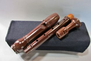 A Bakelite Dolonite Treble Recorder made by Dolnetsch (Carl) with a signed personal guarantee,