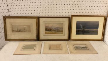Six drawings and paintings, to include: Benjamin Williams Leader (1831-1923) - three mounted, pencil