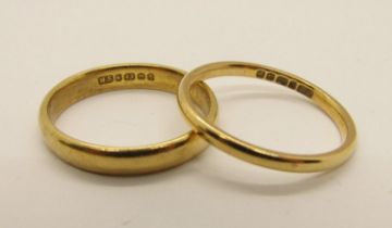 Two 22ct wedding rings, both size M/N, 5.7g total