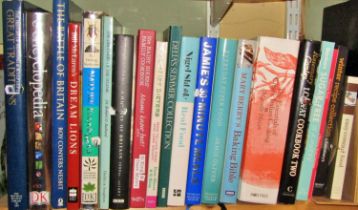 Miscellaneous collection of books including cookery interest, military, sport & general reference (