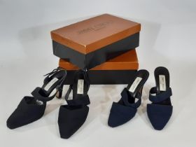 2 boxed pairs of Jimmy Choo ladies shoes, both with grosgrain textile upper and 9.5cm heel. Black