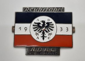 An original German A.D.A.C enamel car radiator badge, (Allgemeiner Deutscher Automobil-Club) dated
