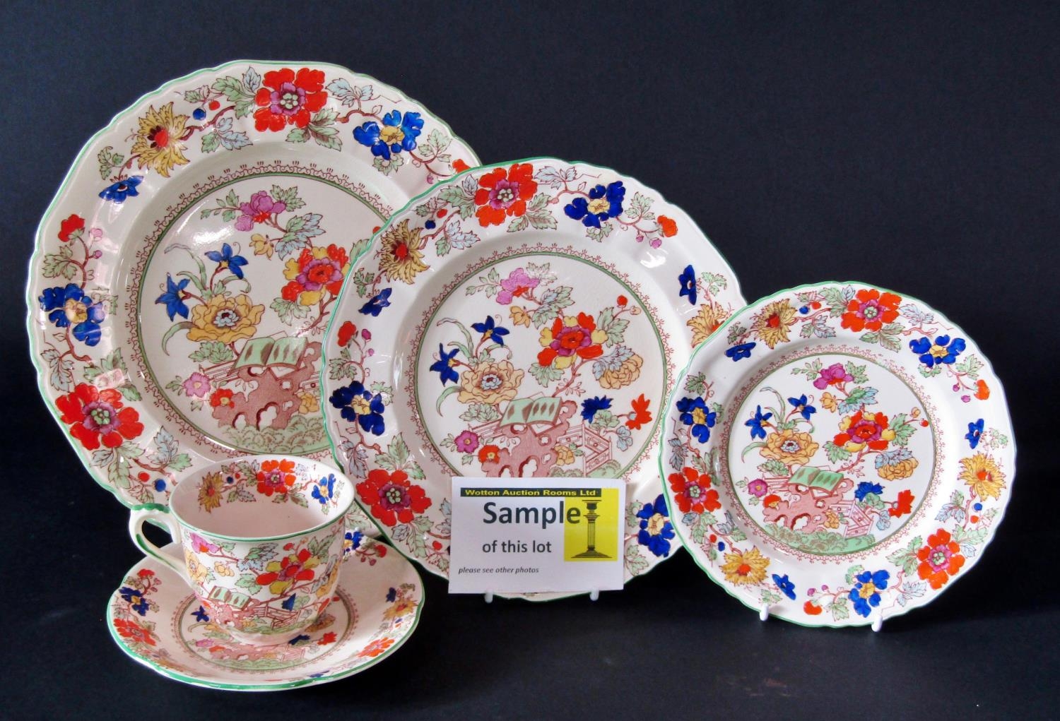 Collection of Masons Bible pattern china comprising dinner plates, further graduated plates, pudding - Image 6 of 7