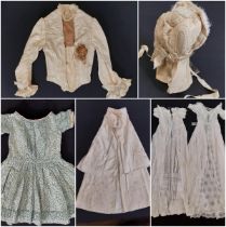 Late 19th/ early 20th century textiles including a ladies silk bodice with pleated front panel,